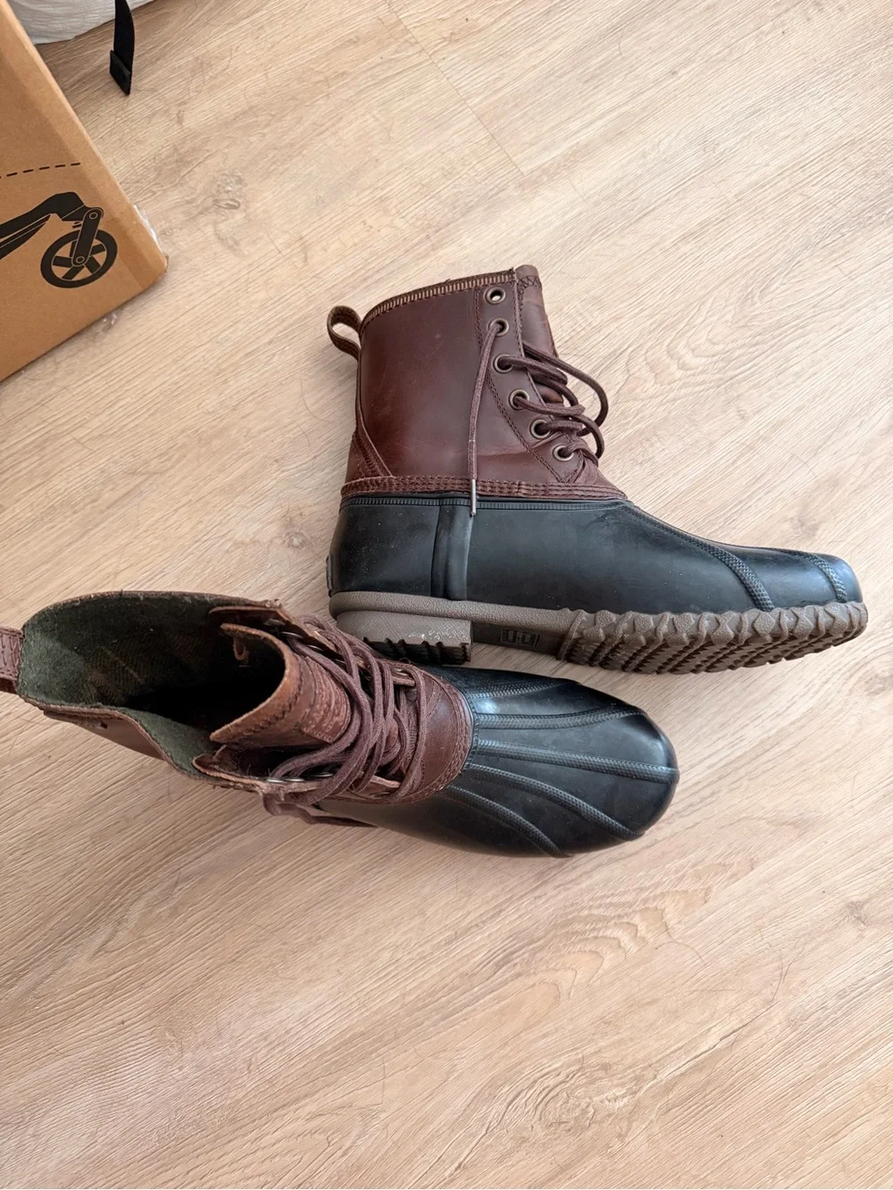 G.H. Bass & Co. Black and Brown Men's Lace-Up Duck Boots